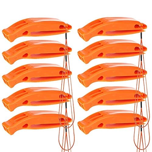 Image of Bramble - 10 Emergency Orange Survival Safety Whistles - Distress Signalling