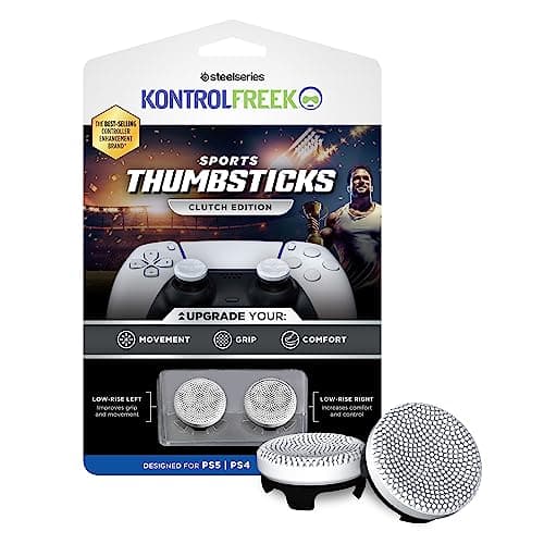 Image of KontrolFreek Clutch for Playstation 5, PS5 and Playstation 4, PS4 Controller, Performance Thumbsticks, 2 Low-Rise Concave, Black & White