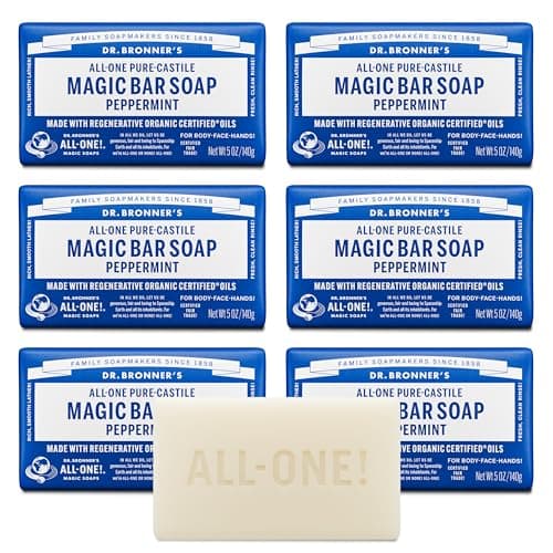 Image of Dr. Bronner's Pure-Castile Bar Soap - Peppermint, 5 oz (6 Pack)