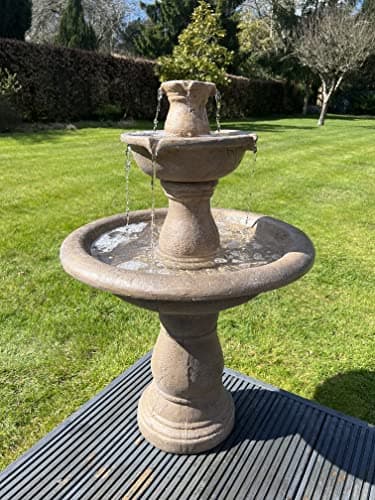 Image of allpondsolutions Antique Stone Effect Classic Grey 3 Tier Fountain Water Feature
