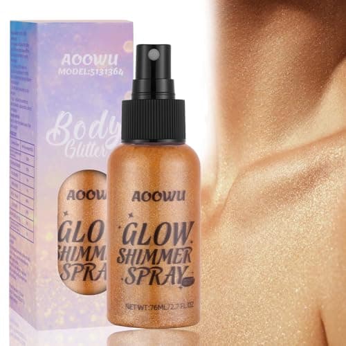 Image of AOOWU Body Glitter Spray (75ML)- Shimmer Spray for Face & Hair, Long-Lasting Sparkle - Quick-Drying & Non-Sticky - Makeup for All Skin Types for Party, Prom, Halloween,Christmas