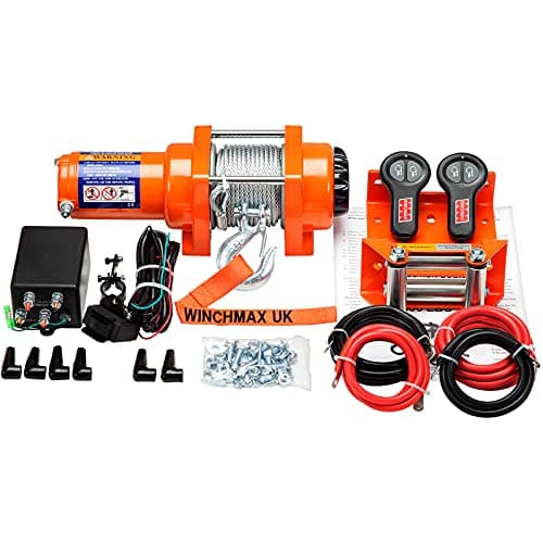 Image of WINCHMAX 3,000lb (1,361kg) Original Orange 12v Electric Winch. 15.5m x 5mm Steel Rope. 1/4 Inch Hook.