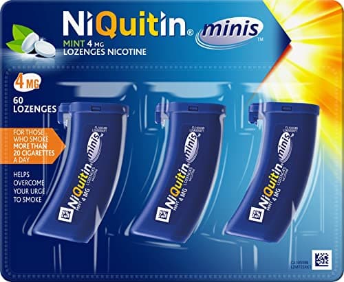 Image of NiQuitin Minis Mint 4 mg Lozenges - Effective Smoking Craving Relief - Practical Pocket-Sized Container - 60 Mini Lozenges - Relieve Sudden Cravings - Reduce and Quit Smoking Aid and Vaping