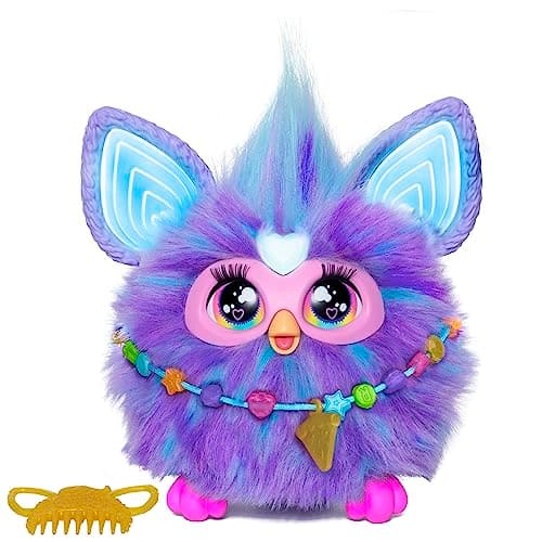 Image of Furby Electronic Plush Toy with Sounds for Kids, Plush Toys, Interactive Talking Furby Collectible, 15 cm/6 inch, Soft to the Touch, Purple