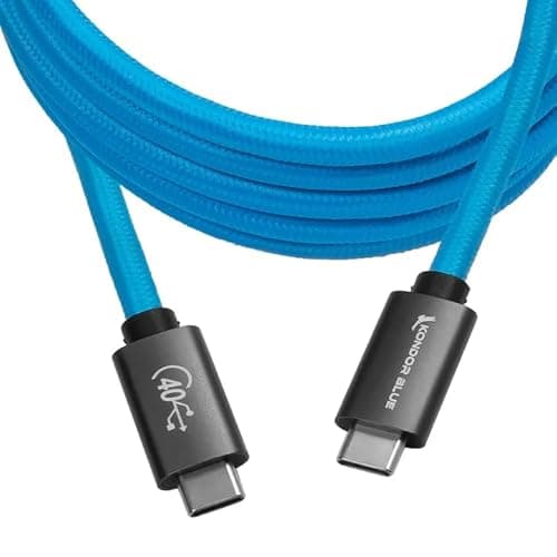 Image of KONDOR BLUE | 6 ft USB4 USB-C to USB-C Cable | Thunderbolt 4 Compatible, 40Gbps Data Transfer, 100W 5A Fast Charging, 8K Video Support, Braided Reinforced Connectors | Blue