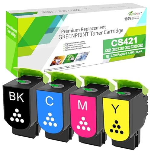Image of Compatible Toner Cartridges 4 Colors Set CS421 CS521 CS622 CX421 CX522 CX622 CX625 Standard Capacity for Lexmark Printers CS421dn CS521dn CS622de CX421adn CX522ade CX622ade CX625ade CX625adhe