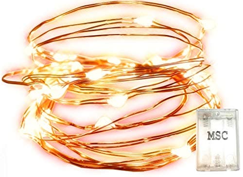 Image of MSC 10ft / 3M * 30 LED's Battery Fairy Lights Powered LED Warm White Coloured String On Copper Cable with Light Effects, Ideal for Christmas, Xmas, Party,Wedding,Decoration Warm-Batt-3M