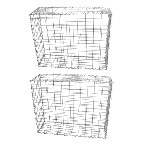 Image of Monster Shop Gabion Baskets Cages Mesh Wire Galvanised Steel Outdoor Stone Basket Spiral Retaining Wall Planter Garden / 100 x 80 x 30cm / 2 Pack…