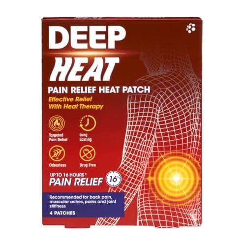 Image of Deep Heat Pain Relief Heat Patch, Muscular Aches, Pains, Joint Stiffness (Pack of 4 Patches)