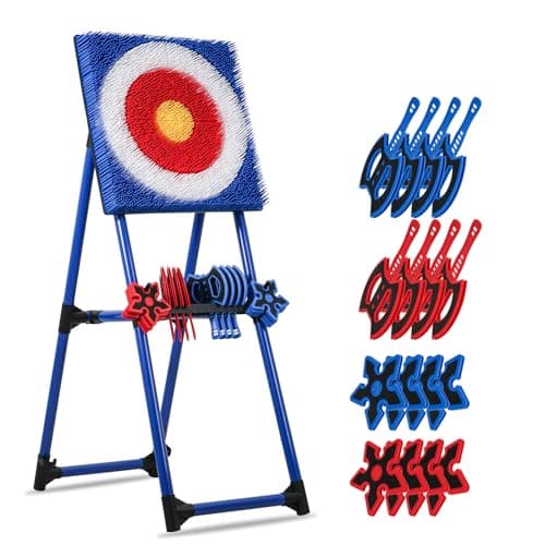Image of KAINOKAI 8-Piece Axe Throwing Set with Adjustable Bristle Target – Indoor & Outdoor Game, Portable & Safe Throwing Axes for Backyard, Yard & Carnival Activities (Blue)