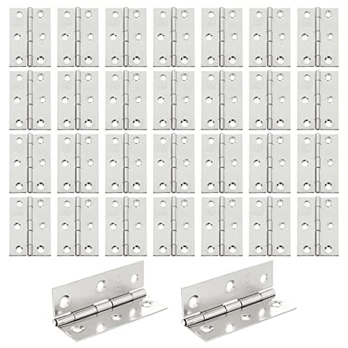 Image of MIVIDE 20 Pcs 3in Door Hinges , 75mm Door Hinges 3”, Silver Stainless Steel Hinges, Butt Hinges 75mm for Interior Doors, Window, Small Household Furniture, Cabinet