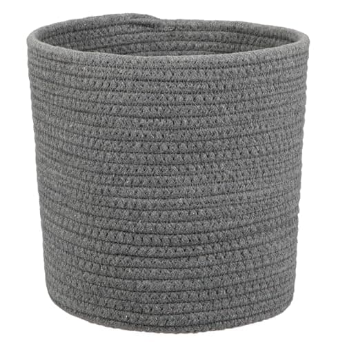 Image of Briful 8"x8" Cotton Rope Woven Pot 20cmx20cm Plant Pots Indoor - Dark Grey Cotton Flower Pot Decorative Planter Storage Basket for Plants, Toys, Crafts, Rustic Home Decor
