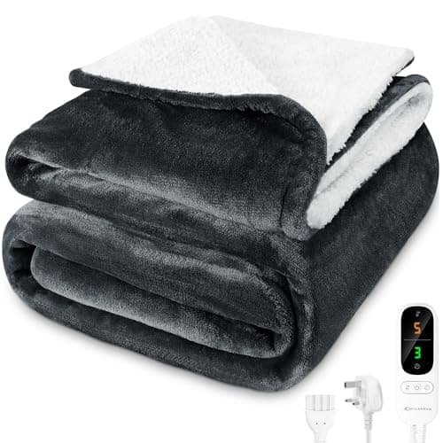 Image of MYCARBON Heated Blanket Double 160 * 180cm, Soft Flannel Sherpa Electric Heating Throw Blanket Fleece Overblanket with 9h Timer, 6 Heat Settings, Machine Washable, Overheat Protection(Grey)