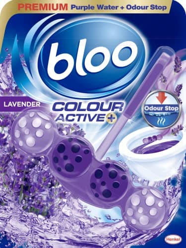 Image of Bloo Colour Active Toilet Rim Block Lavender with Anti-Limescale, Cleaning Foam, Dirt Protection and Extra Freshness - 50g