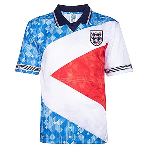 Image of Score Draw England 1990 Mash Up Retro Football Shirt Multi Medium Polyester