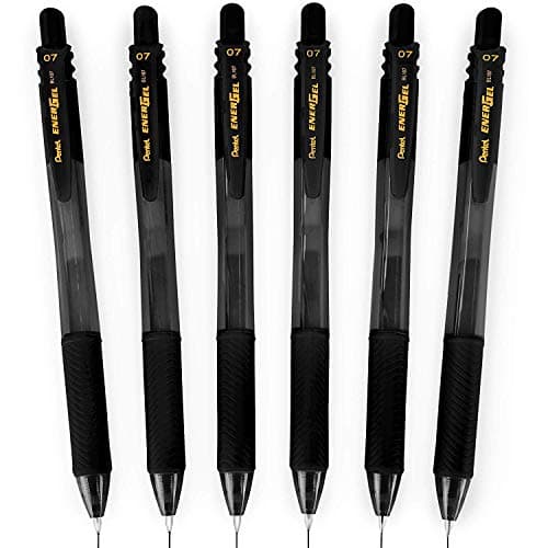 Image of Pentel Energel X BL107 Retractable Gel Rollerball Pens - 0.7mm - Black Ink - Pack of 6