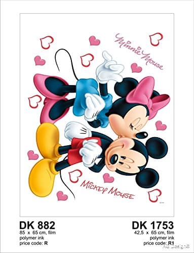 Image of minnie mickey & kisses AG Design Self Adhesive Disney Mouse Wall Sticker, DK 882, Multi-Colour, 65 x 85 cm