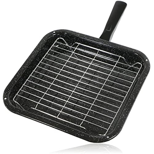 Image of Spares2go Small Square Universal Grill Pan, Rack & Detachable Handle for Oven Cookers