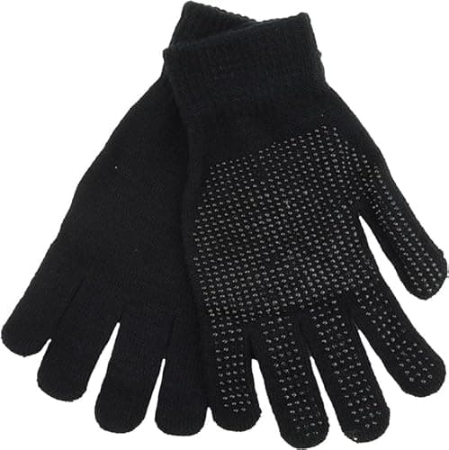 Image of Soft Warm Men’s Thermal Winter Gloves – Stretch Fit, Non-Slip Palm Grip, Black Gloves for Adults