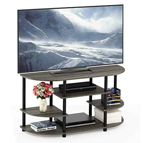 Image of Furinno JAYA TV Stand, Simple Design Corner Entertainment Center, TV Console for TV up to 46 Inch, for Living Room, Bedroom, French Oak