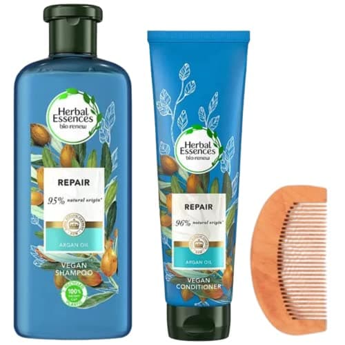Image of Herbal Essences Argan Shampoo & Conditioner Set 1x (400ml Shampoo, 275ml Conditioner), Argan Hair Comb - Soft, Shiny, Smooth Hair