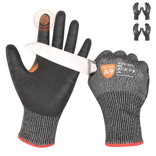 Image of Donfri 2 Pairs Level 9 Cut Resistant Safety Work Gloves, High Protection Cutting Proof Chainsaw Gloves with Reinforced Thumb, Non Slip, Durable, Touch-screen (L)