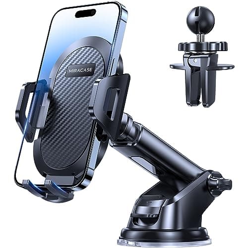 Image of Miracase Car Phone Holder Mount[Military-Grade Reliable Suction ] 360° Rotation In-Dash Mounting Frames for Dashboard/Windscreen/Air Vent,Fit for All Mobile Phones