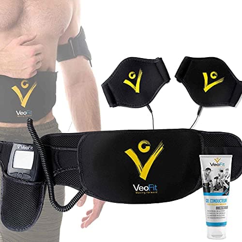 Image of VEOFIT Ab Toning Belt EMS Electrical Muscle Stimulator Trainer: slims, tones and strengthens Abs, Arms, Thighs and Glutes muscles, Men & Women, Fitness Guide and Bag included