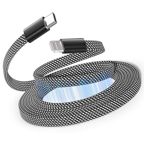 Image of Magtame Magnetic USB C to Lightning Cable for iPhone 5FT, Coiled iPhone Charger Cable Fast Charging MFi Certified, Flat Retractable Cord Braided Compatible with iPhone 14 13 12 11 Pro Max XR XS X