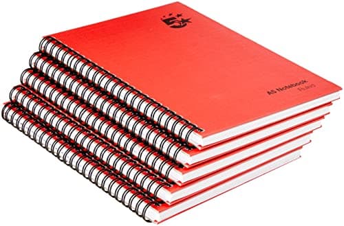 Image of 5 Star Manuscript Book Wirebound 70gsm Ruled 160 Pages A5 [Pack of 5], Red