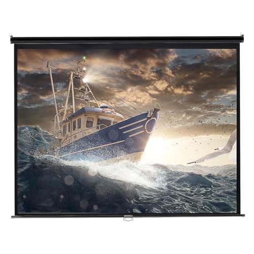 Image of INMOZATA Pull Down Projector Screen 100 inch Wall & Ceiling Projector Screen with 4:3 Ratio Matte White Screen for Home Cinema Theater School Office Presentation Outdoor Indoor(Size:197x147cm)
