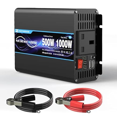 Image of 500W Pure Sine Wave Inverter 12V to 240V AC,Power inverter, suitable for cars, trucks, homes, various vehicles, and laptops, equipped with 2 USB ports and an LED display