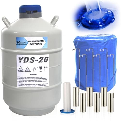 Image of 20L Liquid Nitrogen Tank, Aluminum Alloy Cryogenic Container Liquid Nitrogen (LN2) Dewar, Semen Tank, Liquid Nitrogen Dewar with 6 Canisters & Carry Bag (20L)