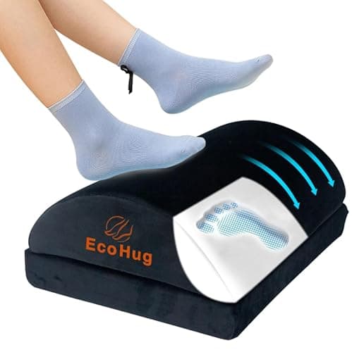 Image of Foot Rest Under Desk at Work | Adjustable Height 16 cm Memory Foam | Foot Stool | Ergonomic Footrest for Back & Hip Pain Relief | for Office & Home | Gaming Desk Accessories | Non-Slip Bottom |EcoHug