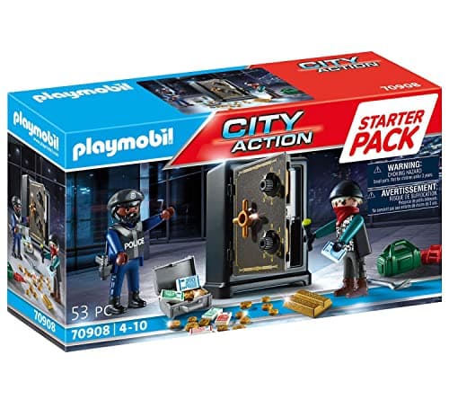 Image of Playmobil 70908 City Action Starter Pack Police Bank Robbery, Suitable Playset for Children Ages 4+