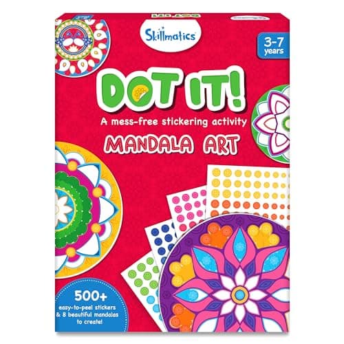 Image of Skillmatics Dot It Sticker - Mandala Art, Mess-Free Fun for Kids, 500+ Stickers, Craft Kits, DIY Activity, Travel Toys, Gifts for Boys & Girls Ages 3, 4, 5, 6, 7