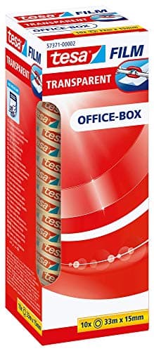 Image of tesafilm transparent Self-Adhesive Tape - High Age and Tear-Resistance - Office Tape with Strong Adhesion, 33 m x 15 mm - Pack of 10
