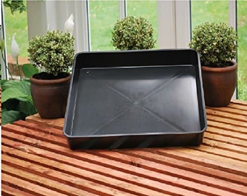 Image of TrapMan large square plastic Tray grill soaker oil drip tray black recycled plastic, gravel tray greenhouse garland boot tray cat litter