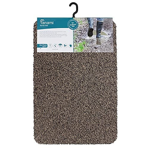 Image of JVL Tanami Machine Washable Barrier Door Mat, 80 Percent Cotton/20 Percent Synthetic/Gel Backing, Brown, 50 x 75 x 0.5 cm