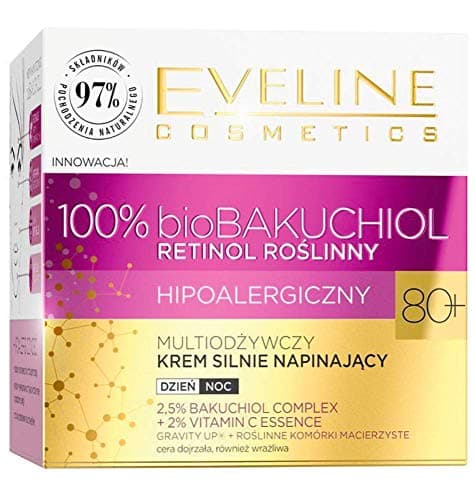 Image of Eveline Cosmetics Biobakuchiol Advanced Multi-Nutrient Firming Cream 80+ with Vegetable Retinol - BioBakuchiol, Botanical Stem Cells for Wrinkle Reduction and Skin Tightening