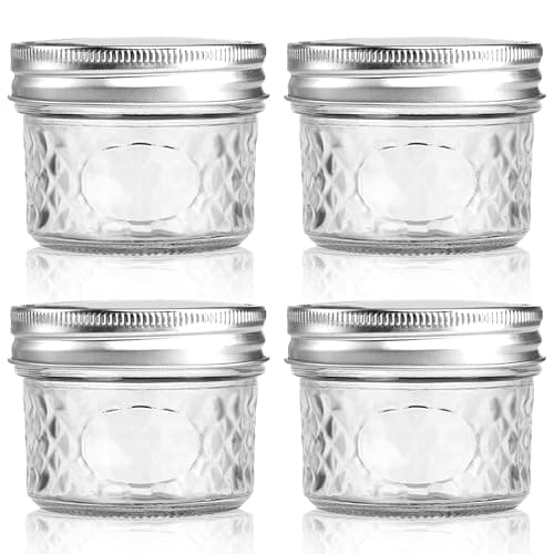 Image of INCETUE 120 ml/4 oz Clear Glass Storage Canister with Lid, Small Wide Mouth Mason Salad Jar, 4 Pack Overnight Oats Containers for Yogurt, Cereal, Fruit, Snacks, Spice, Sugar, Coffee, Candy, Cookie