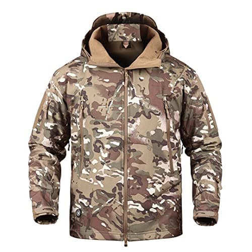 Image of Men Softshell Waterpoof Military Tactical Camo Camouflage Windbreaker Army Hood Combat Jacket CP L