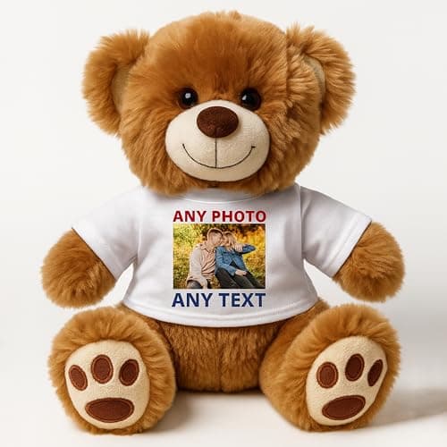Image of EKAM Personalised Photo Bear, Customise Teddy Bear With Your Own Text/Image/Message, Gifts for Girlfriend Boyfriend on Valentines Day Birthday Christmas, Funny Teddy Stuffed Animal (Medium)
