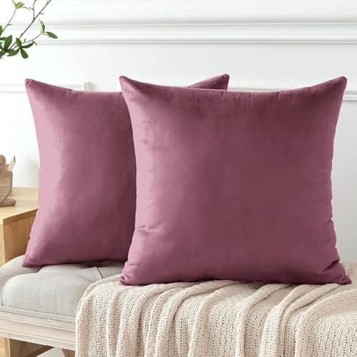 Image of My home store Velvet Cushion Covers 45 x 45 cm - Premium Decorative Throw Pillowcases - Pack Of 2 Baby Pink Cushion Covers For Sofa Living Room Couch Bedroom With Invisible Zipper, 18 x 18 Inches