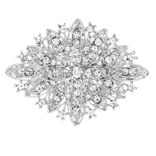 Image of Brooches for Women, Silver Rhinestone Brooch Pins Elegant Crystal Corsage Pin Vintage Diamond Lapel Pins for Sweater Coat Dress Suit Wedding Parties Prom