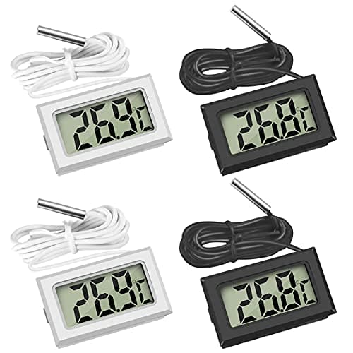 Image of Thlevel Mini Digital Thermometer Room Thermometer Fridge Thermometer with Probe for Freezer Refrigerator 2 Black 2 White