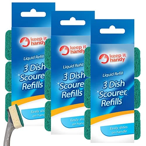 Image of SOL 9pk (3x3pk) Liquid Refill Dish Scourer Heads - Replacement Washing Up Sponge with Liquid Handle - Durable Cleaning Sponge Heads, Non-Scratch Design, Compatible with Dishmatic Refills