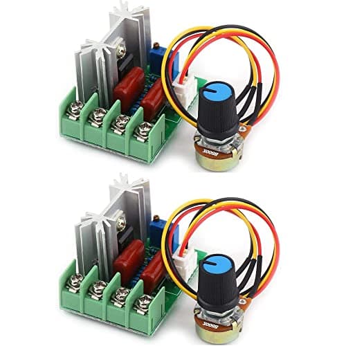 Image of Gebildet 2pcs AC 110V-220V/25A 2000W SCR Pre-wired High Power Electronic Voltage Regulator Module Adjustable Motor Speed Controller Regulation Ultra Small LED dimmer with Speed Control Knob