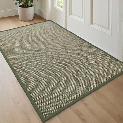 Image of DEXI Door Mat 80 x 120 cm, Non-slip Dirt Trapper Doormat Inside with Rubber Backing, Low Profile Indoor Floor Mats for Hallway Entrance, Doorways, Porch, Green
