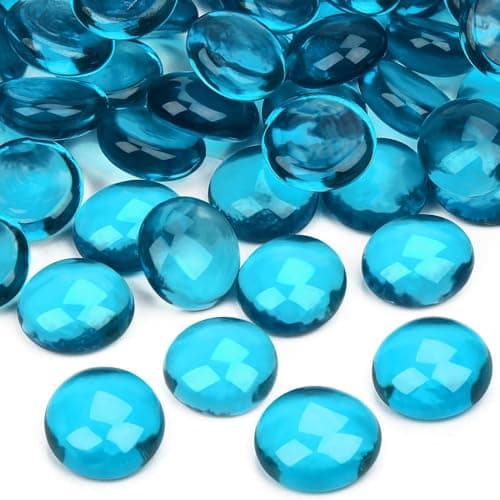 Image of Vorentxia 200pcs Blue 900g Flat Glass Pebbles for Vases, Aquariums, Decorative Stones